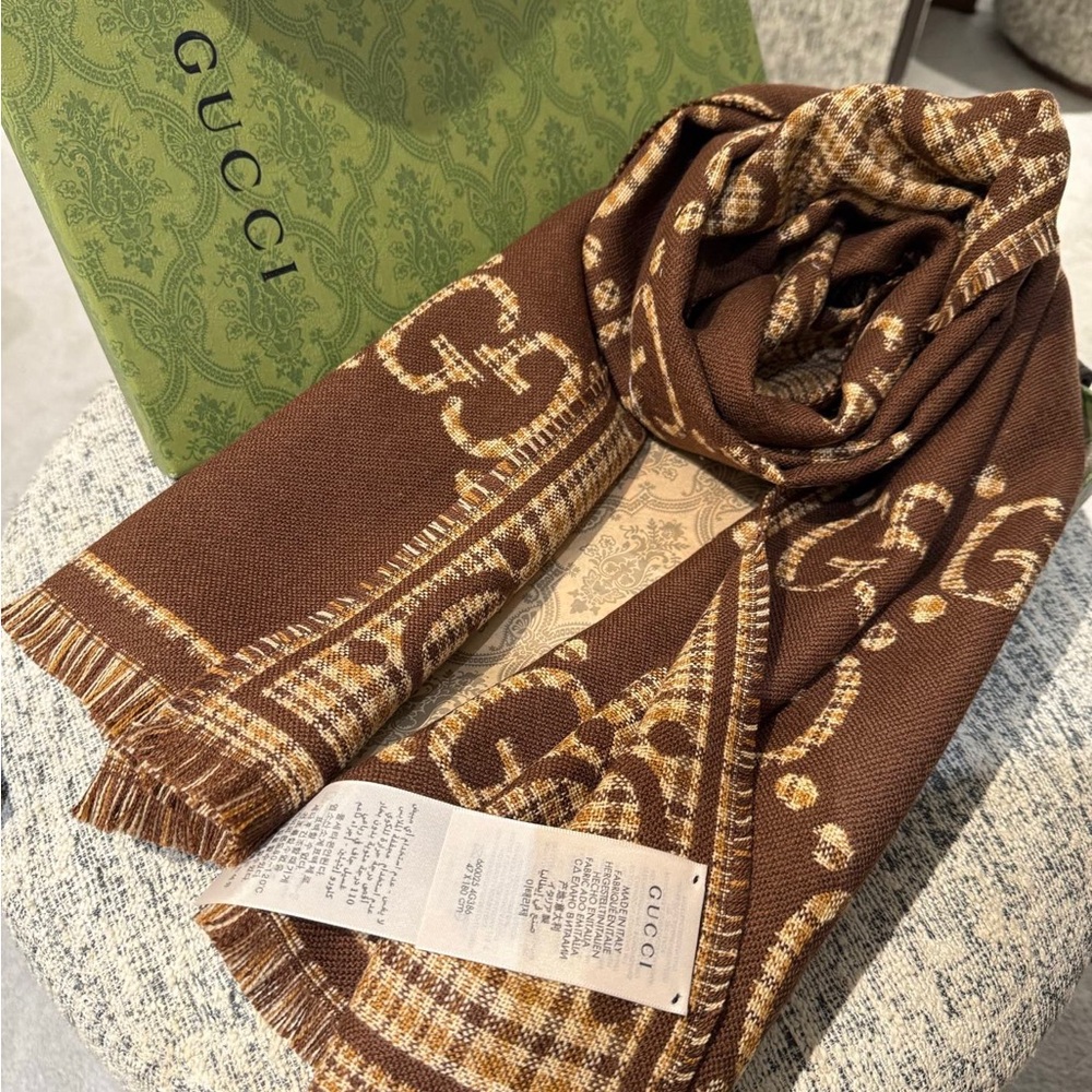 Gucci Brown and Tan Scarf